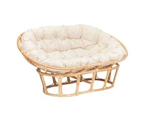Atmosphera Créateur d'Intérieur - Banquette Seram en Rotin - Canapé Mamasan 2 Places - Beige Naturel - Confortable avec Coussin - Salon et Extérieur