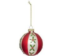 Atmosphera Créateur d'intérieur - Boule de Noël en Verre "Houx" 8cm Rouge & Blanc Rouge