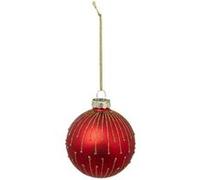 Boule de Noël en Verre Perlée 7cm Rouge