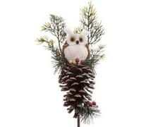 Branche Tige Déco de Noël Hibou 75cm Marron