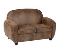 Atmosphera – Canapé club Stanis 2 places – Marron effet cuir vieilli L 133 cm