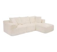 Créateur d'intérieur - Canapé d'Angle Côtelé "Solka" 254cm Ivoire