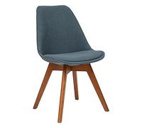 Atmosphera Créateur d'Intérieur - Chaise Baya Rétro Bleu - Tissu et Hêtre - Salle à Manger, Cuisine, Bureau, Salon - Confortable Coussin Intégré
