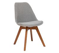Atmosphera Créateur d'Intérieur - Chaise Baya Rétro Gris - Tissu et Hêtre - Salle à Manger, Cuisine, Bureau, Salon - Confortable Coussin Intégré