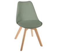 Atmosphera Créateur d'Intérieur - Chaise Baya Vert Kaki - Plastique et Hêtre - Salle à Manger, Cuisine, Bureau, Salon - Confortable Coussin Intégré