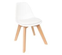 Atmosphera - Chaise enfant Baya - plastique et hêtre, blanc, coussin intégré