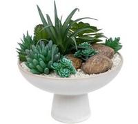 Atmosphera – Composition de plantes grasses artificielles – Soleya – H 20 cm – Blanc