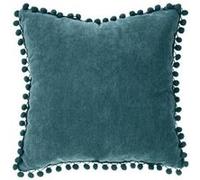 Atmosphera - Coussin à pompons Jao 40x40 cm Bleu Canard