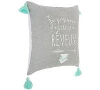 Coussin Pompons Gris
