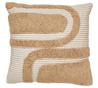 Coussin Déco Tufté Poppy 50x50cm Beige Lin