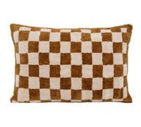 Atmosphera - Coussin Itha - Damier tufté - Jaune ocre 38x58 cm