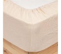 Atmosphera - Drap Housse Flora Double Gaze de Coton 140 x 190 cm - pour Lit 2 Personnes, Linge de Lit