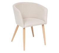 Atmosphera - Fauteuil de Table Marlo Beige - L 55 x P 55 x H 76 cm, Pieds en Hêtre, avec Accoudoirs - pour Salle à Manger, Salon, Bureau