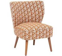 Atmosphera Créateur d'Intérieur - Fauteuil Chiara Tissu Motif Ambre Blanc Bois Hévéa Semi-Ferme Enveloppant Rétro Art Déco pour Salon, Bureau, Chambre