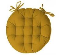 Atmosphera – Galette de chaise ronde Leana en coton D38 cm Jaune moutarde