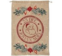 Hotte de Noël Imprimée 70cm Beige & Rouge