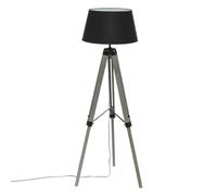 ATMOSPHERA CREATEUR D'INTERIEUR Lampadaire sur trépied - Esprit industriel - pied en bois - abat-jour NOIR, H. 145 cm