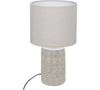 Atmosphera - Lampe de Chevet Melo - Ivoire et Blanc - D 19 x H 34 cm - Pied en Céramique Texturé, Abat-Jour en Coton - Pour Chambre, Salon, Bureau
