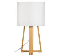 Lampe pied bois molu blanc