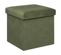 Pouf pliant ""Lilou"" en velours 38x38cm vert kaki - Atmosphera Créateur d'intérieur