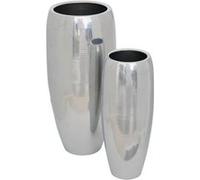 Lot de 2 Cache-Pot en Métal The Palm Resort 70cm Argent