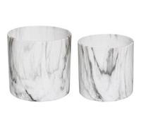 Set de 2 pots céramique/marbre noir et blanc D12/D15cm - Atmosphera Créateur d'intérieur