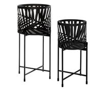 Atmosphera Créateur d'intérieur - Lot de 2 Cache-Pots en Métal Leaf 54cm Noir