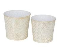 Atmosphera Créateur d'intérieur - Lot de 2 Cache-Pots en Métal "Tino" 22cm Blanc Blanc G