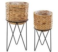 Atmosphera Créateur d'intérieur - Lot de 2 Cache-Pots sur Pied "Hya" 54cm Naturel Beige G