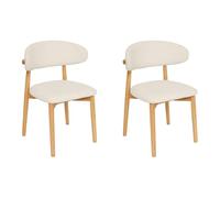 Atmosphera Créateur d'intérieur - Lot de 2 Chaises en Tissu Bouclette Sari 78cm Blanc & Naturel