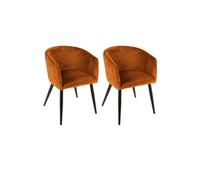 Atmosphera Créateur d'intérieur - Lot de 2 Fauteuils Design Velours Marlo 76cm Ambre