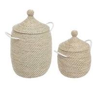 Lot de 2 paniers ""Soleya"" D30/39cm beige - Atmosphera Créateur d'intérieur