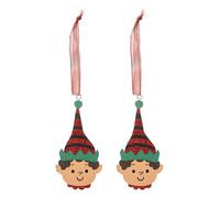 Atmosphera Créateur d'intérieur - Lot de 2 Sujets de Noël Tête de Lutin 11cm Multicolore