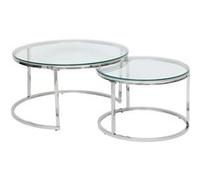 Atmosphera – Lot de 2 tables basses gigognes Kneo Argent 80x80x43,2 cm