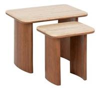 Lot de 2 tables basses Jivan Travertin bois L60/38cm - Atmosphera Créateur d'intérieur
