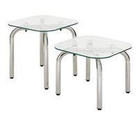 Atmosphera Lot de 2 tables d'appoint - Transparent & chromé