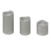 Lot de 3 Bougies LED Paillettes 10cm Argent