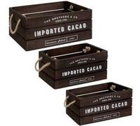 Atmosphera Lot de 3 cagettes en bois - Marron