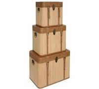 Atmosphera Créateur d'intérieur - Lot de 3 Malles de Rangement "Sylia" 56cm Naturel Beige