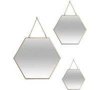 Atmosphera Créateur d'intérieur - Lot de 3 Miroirs Métal "Hexagone" 29cm Or Or G