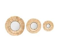 Atmosphera Créateur d'intérieur - Lot de 3 Miroirs Muraux en Raphia "Alba" 40cm Beige Beige G