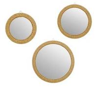 Atmosphera Créateur d'intérieur - Lot de 3 Miroirs Ronds "Tilia" 40cm Naturel