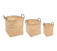 Atmosphera Lot de 3 paniers de rangement en bambou naturel tressé 35 cm