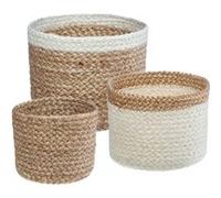 Set de 3 paniers ""Jackson"" en jute blanc D11/16/19cm - Atmosphera Créateur d'intérieur