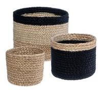 Atmosphera Créateur d'intérieur - Lot de 3 Paniers "Seagrass" 18cm Noir & Naturel Beige G