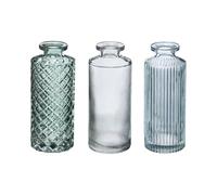 Atmosphera Créateur d'intérieur - Lot de 3 Soliflores Design Verre Strié 13cm Vert