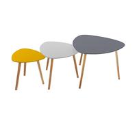 ATMOSPHERA CREATEUR D'INTERIEUR Lot de 3 Tables à café gigognes - Style scandinave - 3 Coloris différents Gris Foncé - Gris Clair et Moutarde