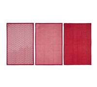 Atmosphera Lot de 3 torchons imprimés rouge - 45 x 70 cm
