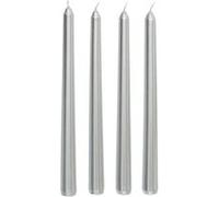 Lot de 4 Bougies Bâton Satin 25cm Argent