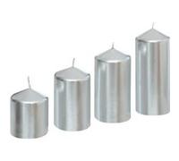 Lot de 4 bougies de l'Avent Satin 12cm Argent